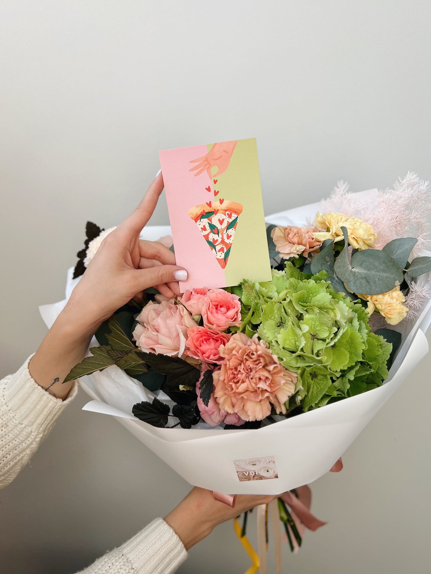 Greeting card 10x15 cm 'Pizza love'