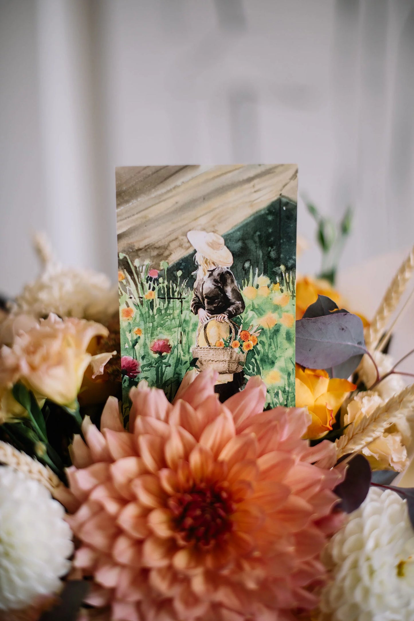 Greeting card 10x15 cm 'Flower Farm Girl'