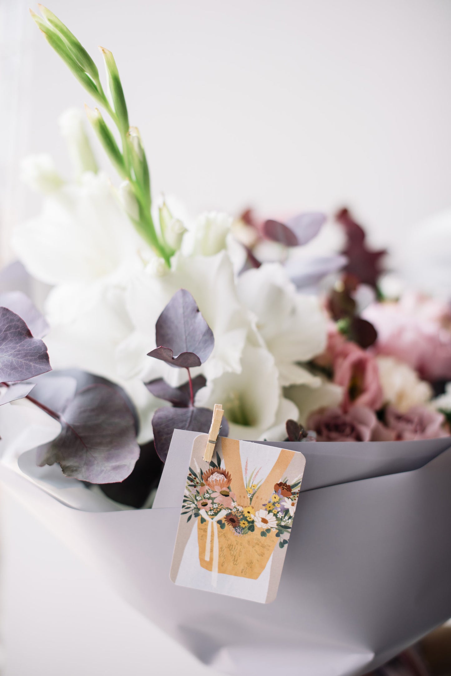 Mini single card 6x9 cm 'Flower basket'