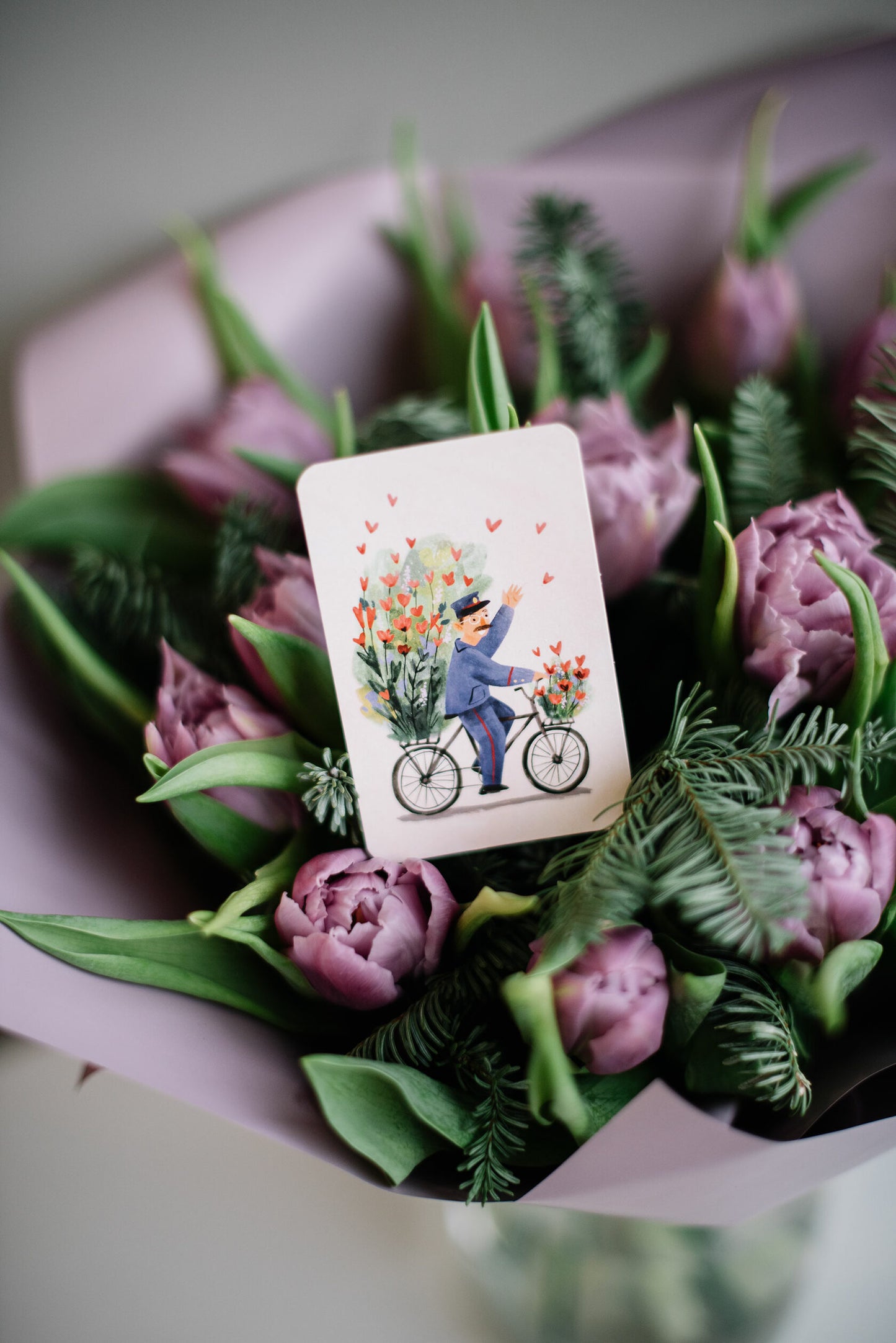 Mini single card 6x9 cm 'Love Flowers Delivery'