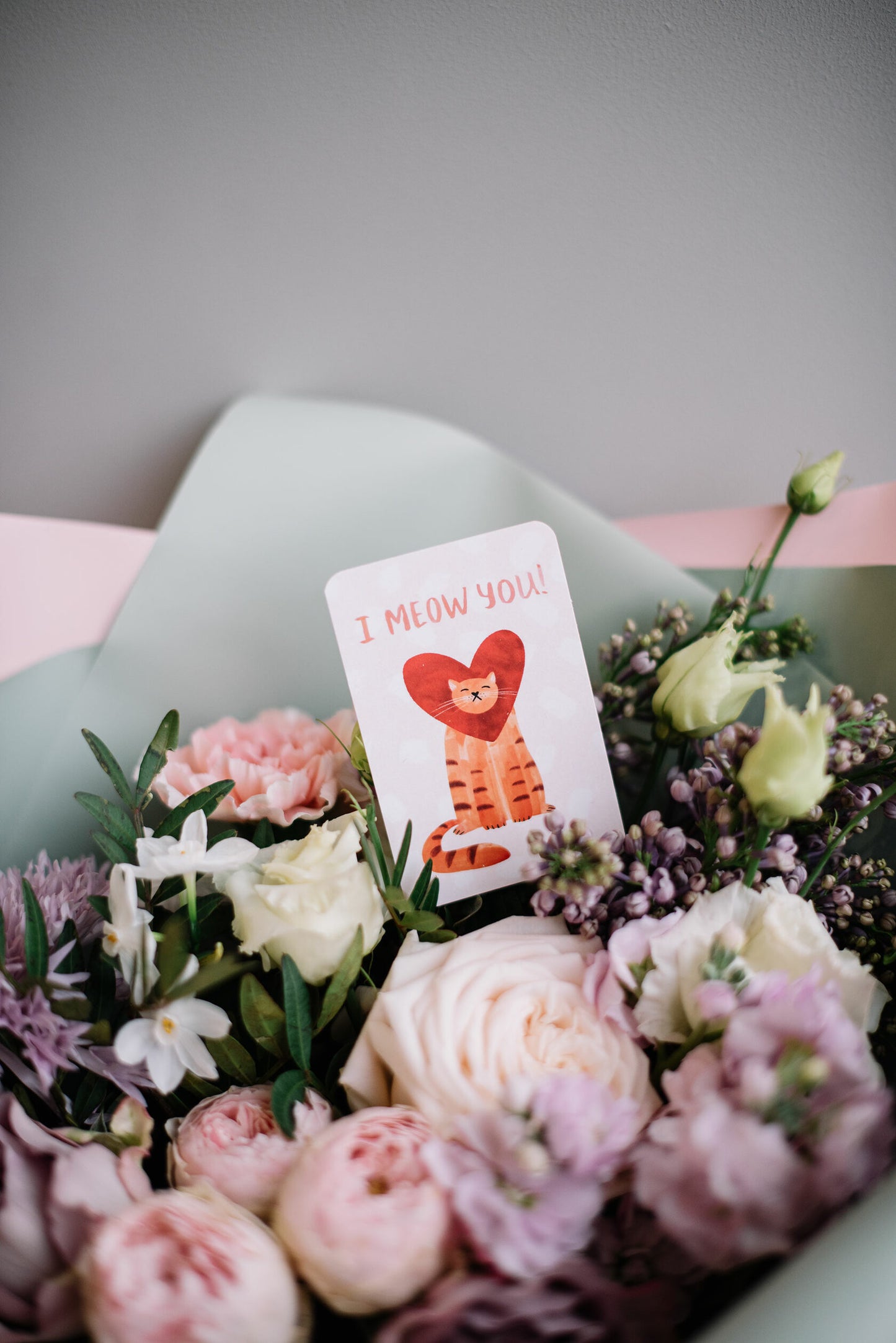 Mini single card 6x9 cm 'I meow you'