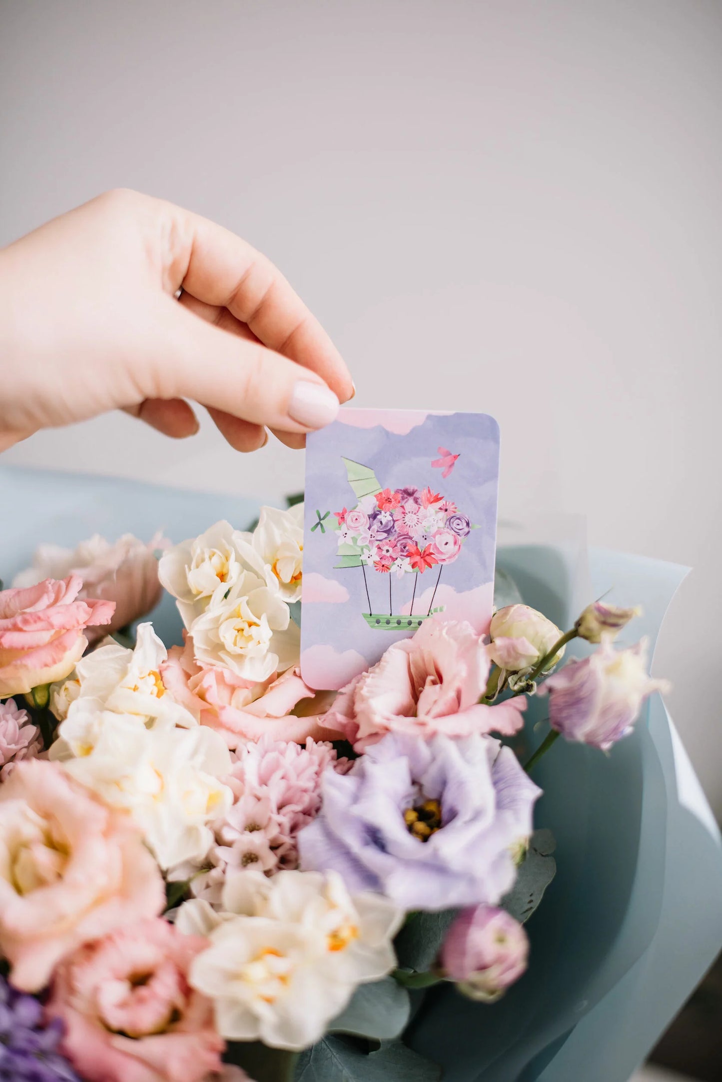 Mini single card 6x9 cm 'Flower Zeppelin'