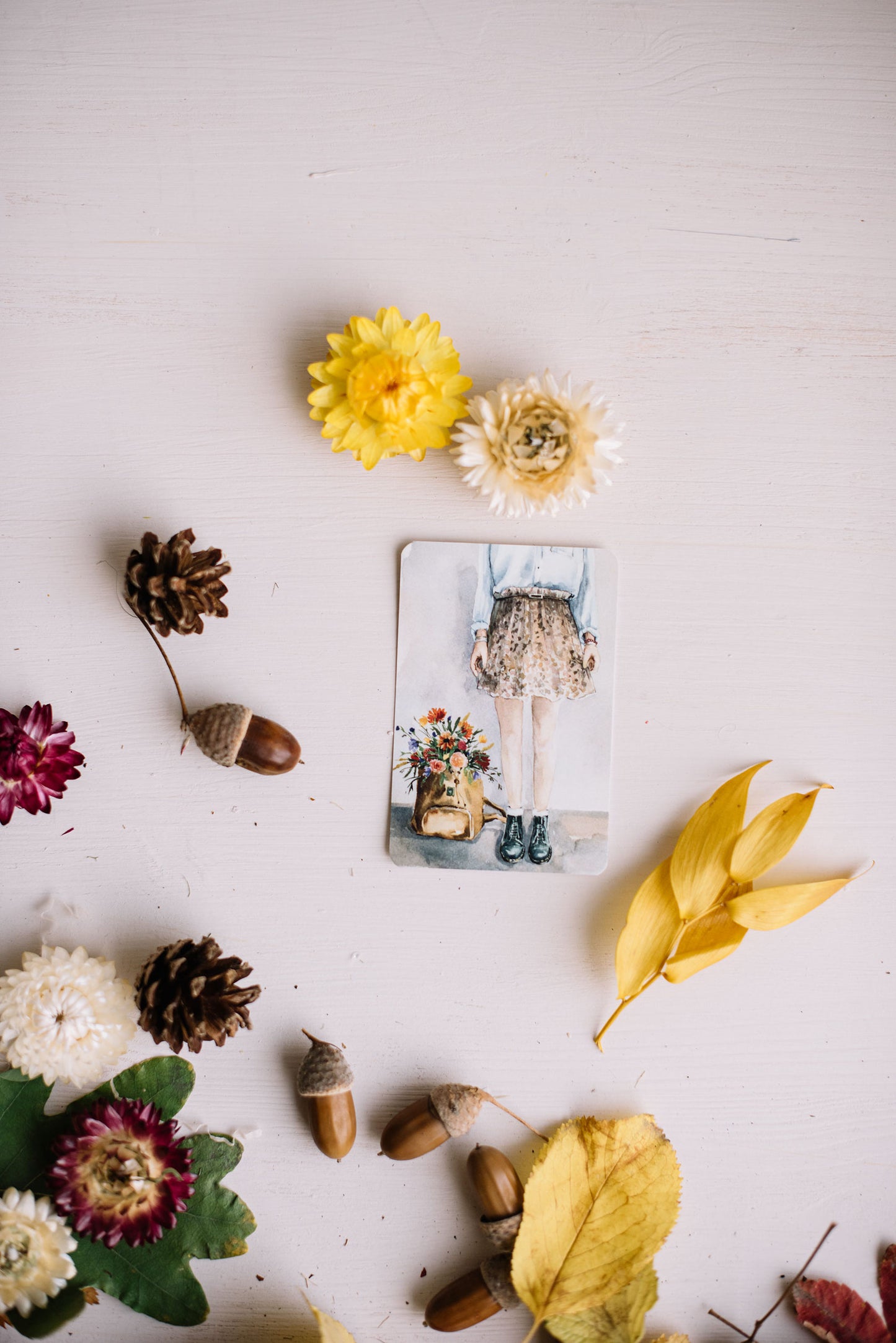 Mini single card 6x9 cm 'Flowers in my bag'