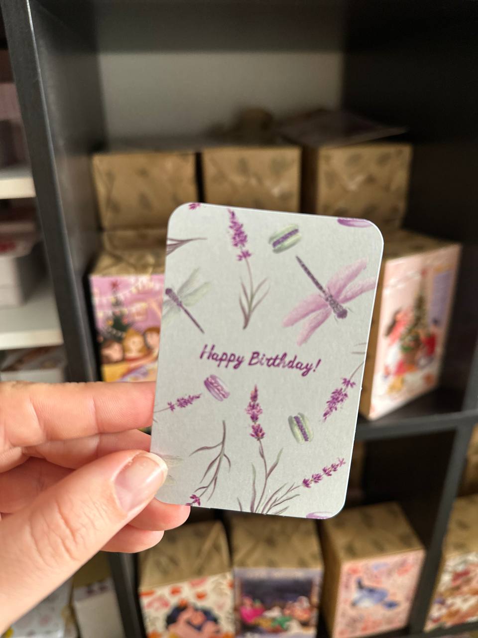 Mini single card 6x9 cm 'Lavender Birthday'