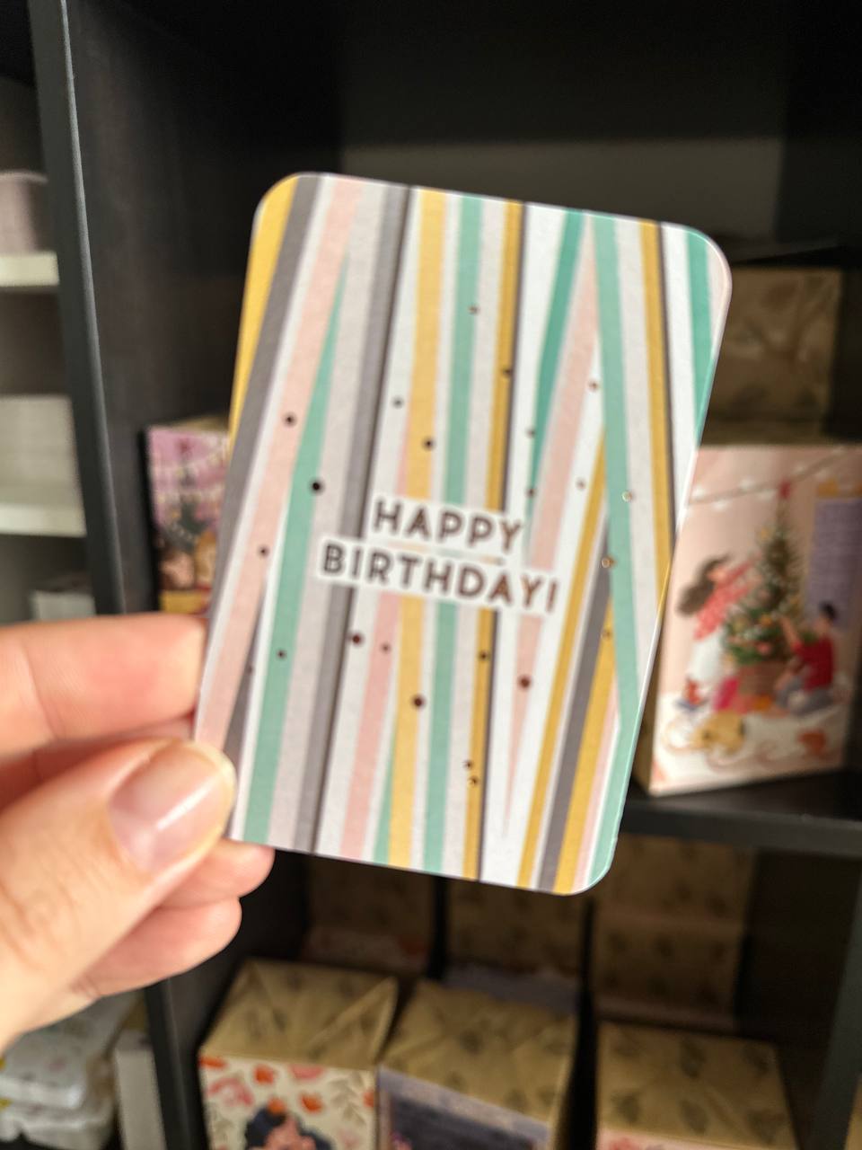 Mini single card 6x9 cm 'Happy Birthday. Happy stripes'