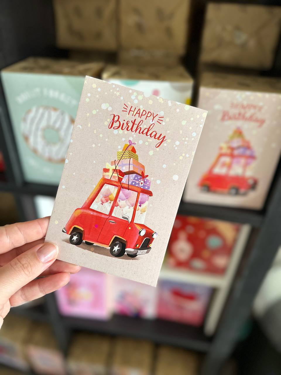 Greeting card 10x15 cm 'Happy Birthday Red Car'