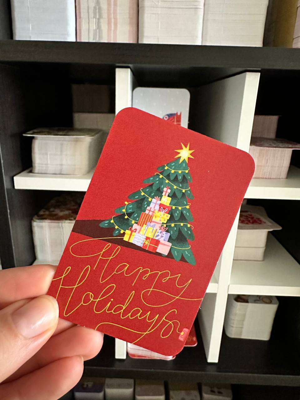 Mini single card 6x9 cm 'Happy Holidays'