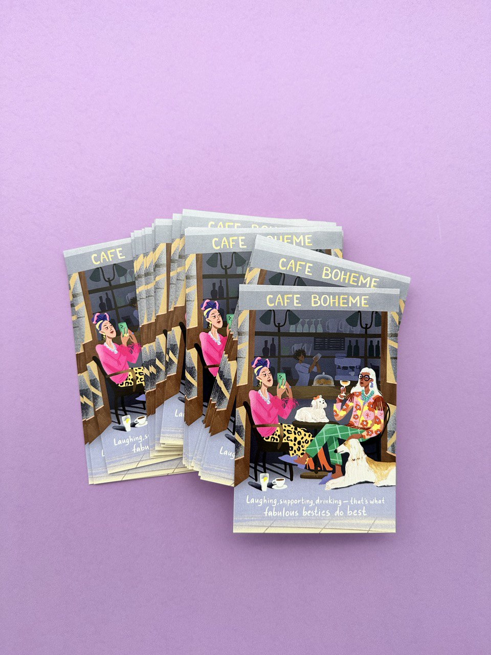 Greeting card 10x15 cm 'Cafe Boheme'