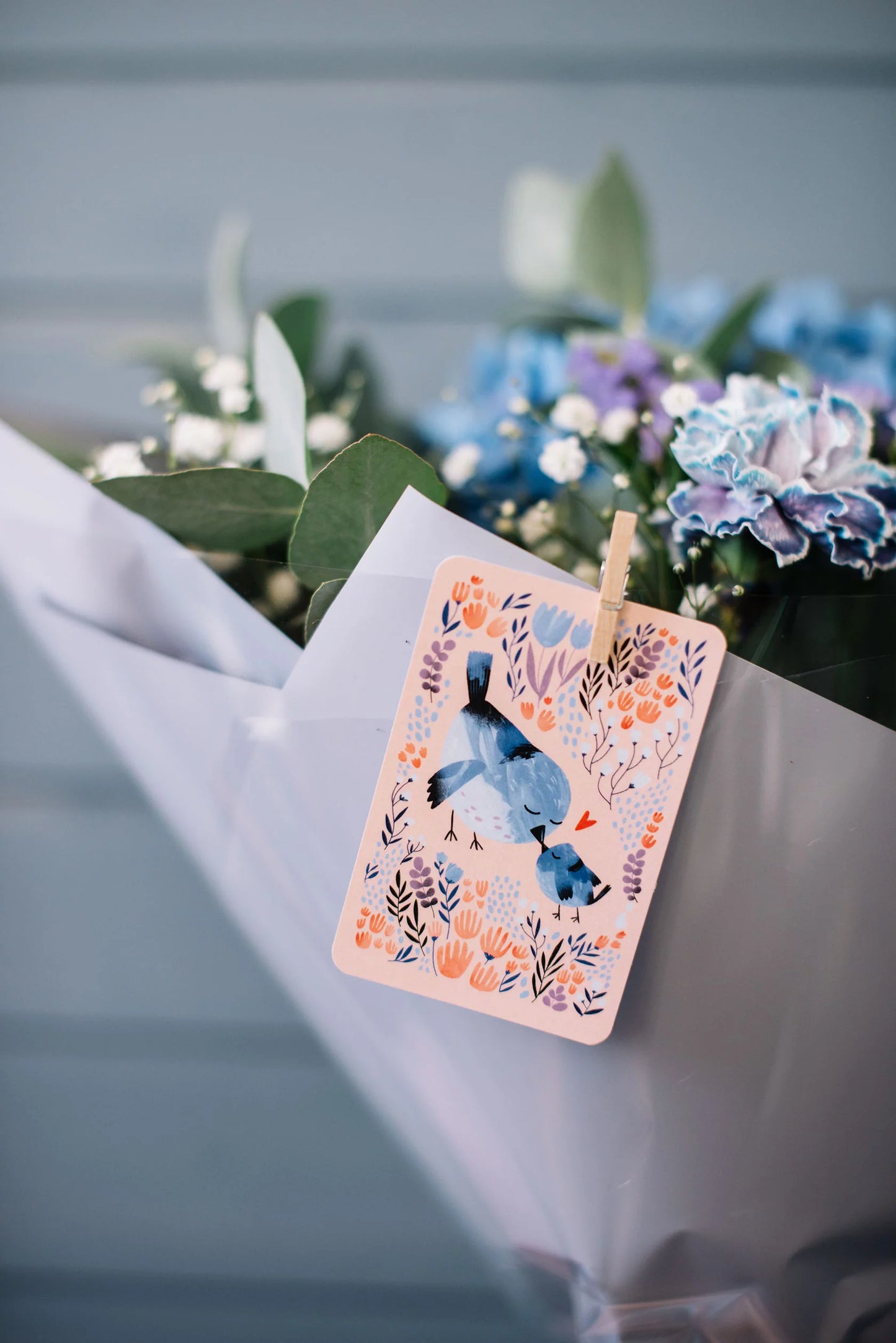 Mini single card 6x9 cm 'Mommy Bird'